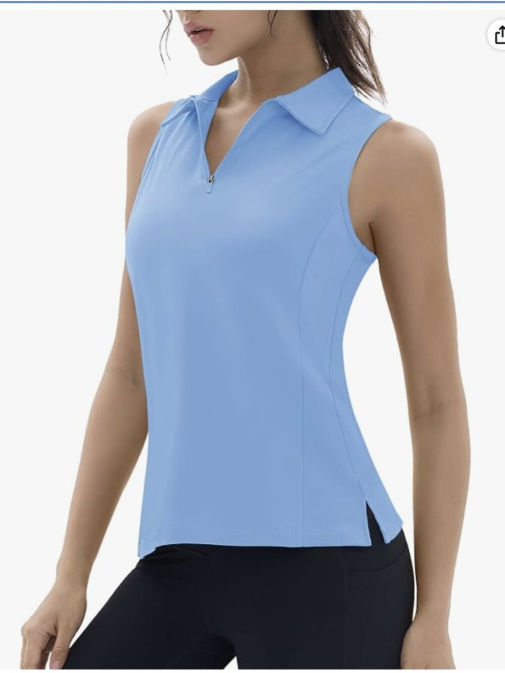 NWT Moisture-wicking workout golf tennis shirt racerback sleeveless L  zip blue